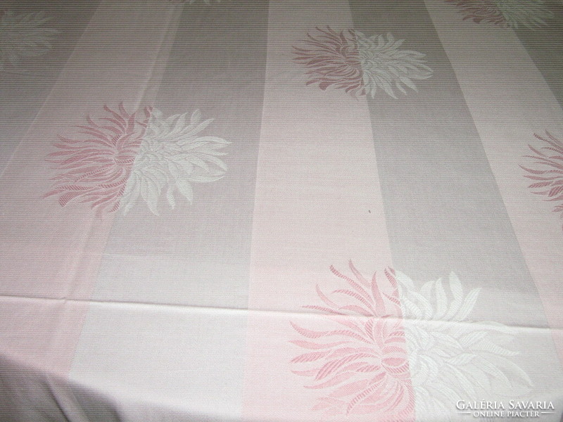 Beautiful antique vintage huge light pink damask tablecloth