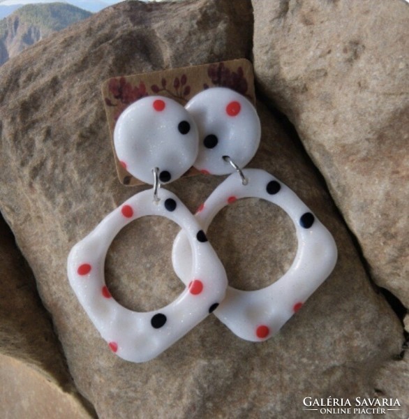 White polka dot earrings