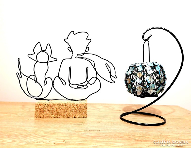 The little prince and the fox - eternal friendship - handmade decoration and gift idea made of wire