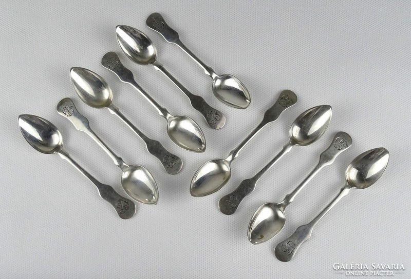 1R014 old 10 pieces silver violin style mocha spoon 125 g