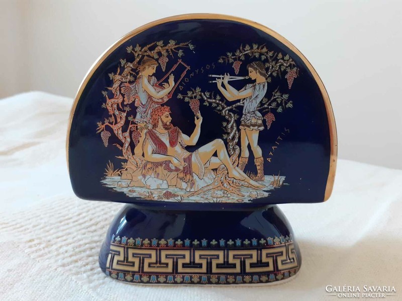 Arannyal díszített görög porcelán szalvétatartó
