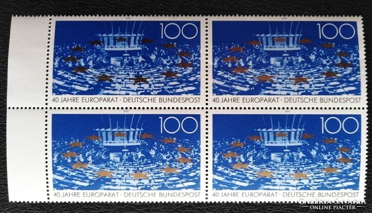 N1422nsz / Germany 1989 40-year-old Council of Europe stamp postal clean curved edge block of four
