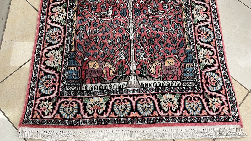 3615 ÚJ Kasmíri hernyóselyem Isfahan kézi perzsa szőnyeg 90X160CM INGYEN FUTÁR