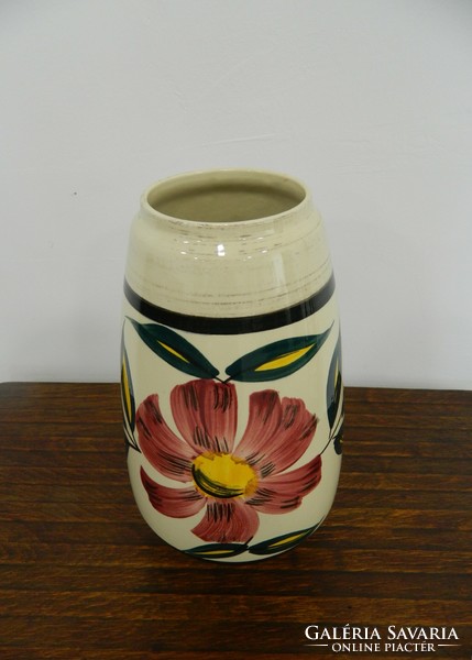Antik stílusú jelzett nyugatnémet kézzel festett kerámia váza