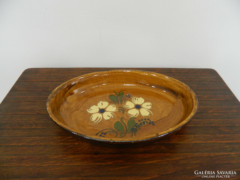 Antique floral ceramic serving bowl / centerpiece