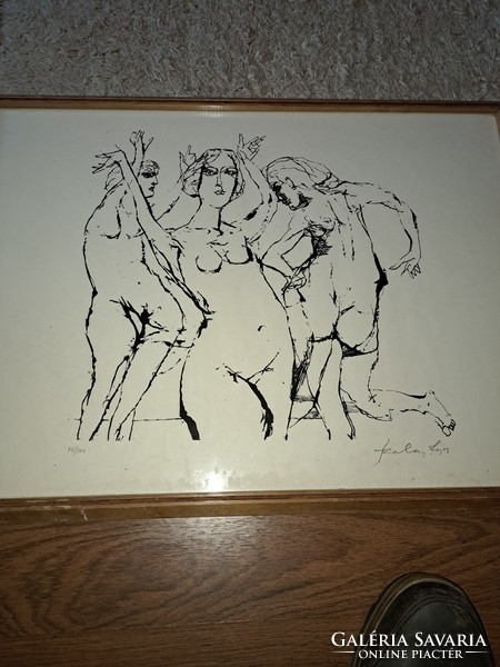 Lajos Szalay 3 graces, marked, lithograph?