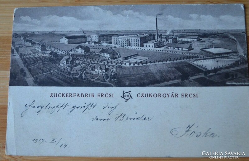 1917.- Ercsi - postcard - sugar factory - ran