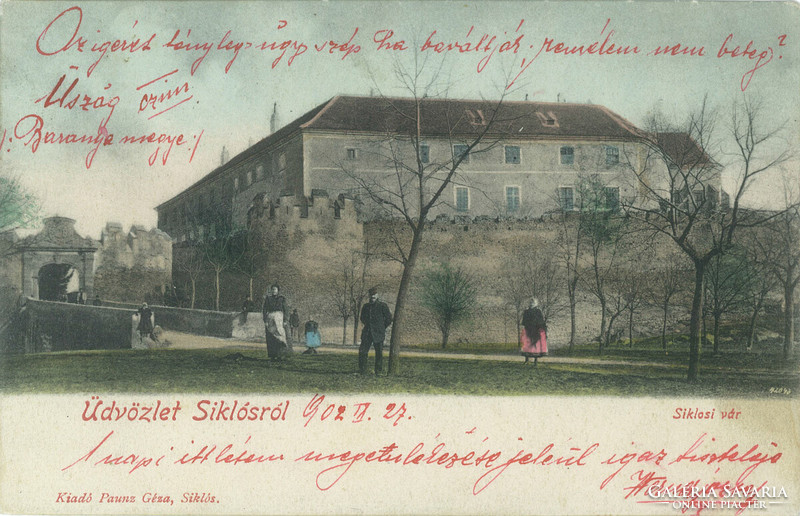 1902 – Üdvözlet Siklósról. Színezett fotólap, képeslap.