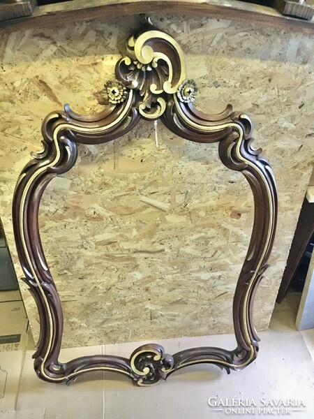 Vintage retro walnut hand carved mirror frame