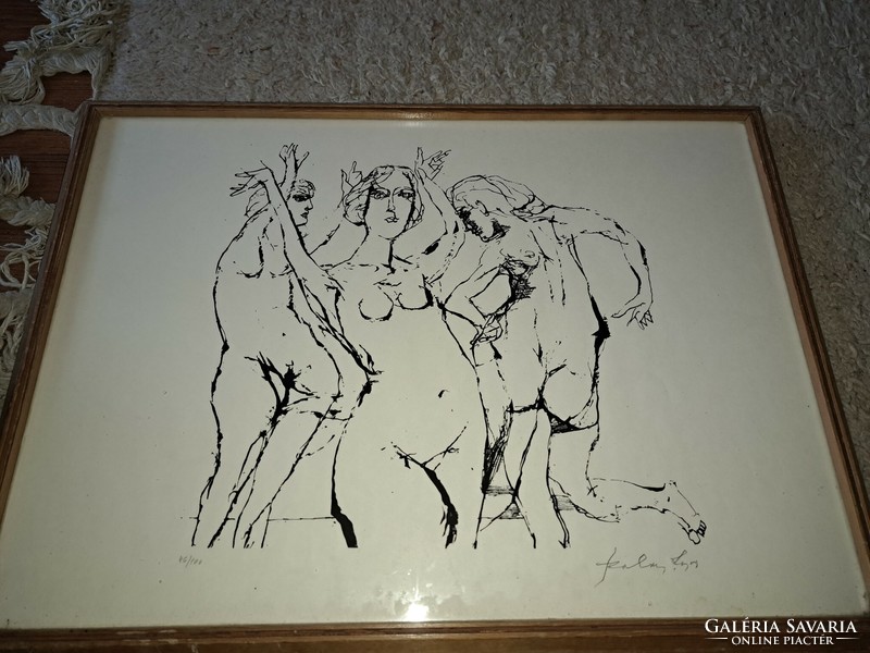 Lajos Szalay 3 graces, marked, lithograph?