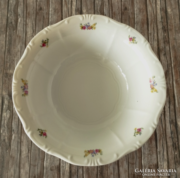 Zsolnay porcelain, flower bouquet pattern garnish, salad bowl, serving bowl