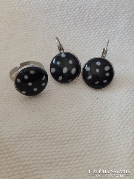 Black polka dot set sale