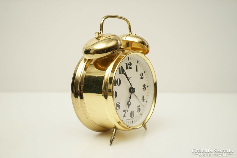 Retro premium table alarm clock / Czech gold color / mechanical / retro / old