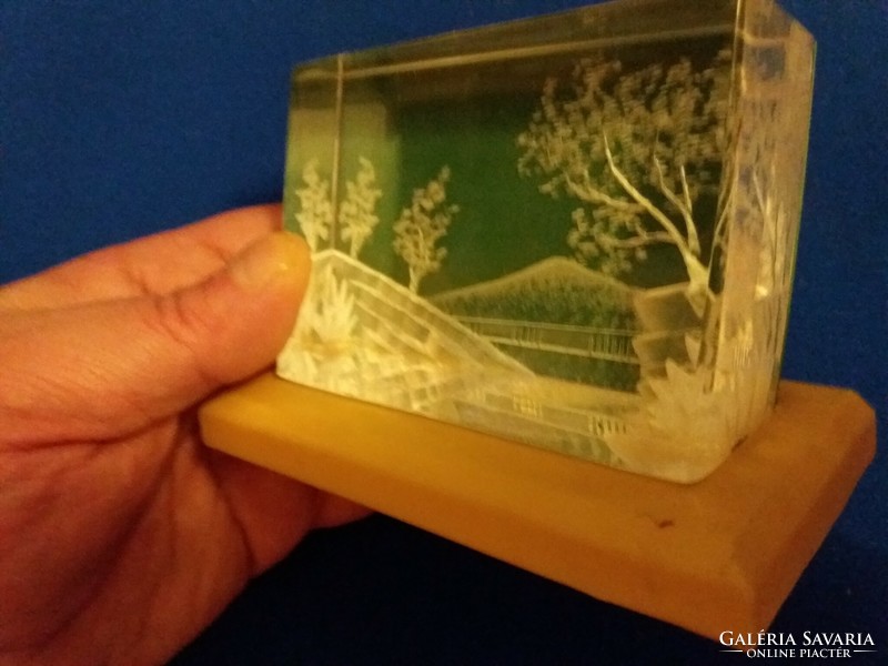 Gyönyörű japán üveg - belső japánkert képes - levélnehezék, asztali polcdísz a képek szerint