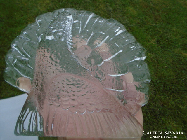A huge and brutally heavy crystal glass grouse table decoration, a small fault is reflected in the price
