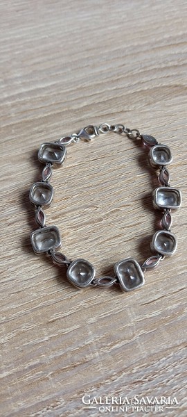 Silver pink stone women's bracelet, bracelet