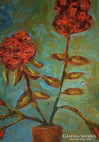 Román György (1903-1981) : Piros virág