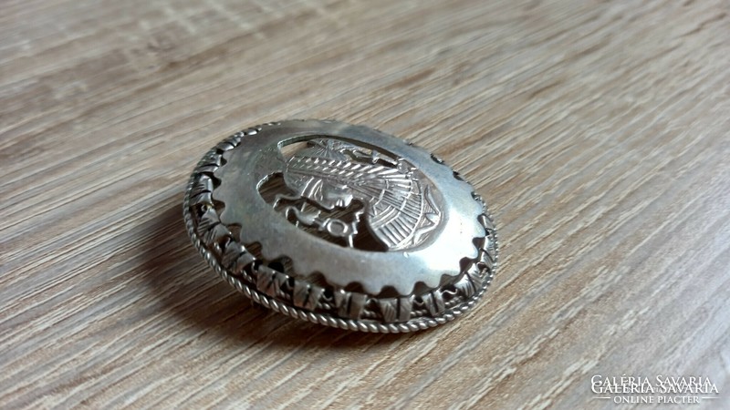 Large silver pendant, brooch with an Egyptian motif