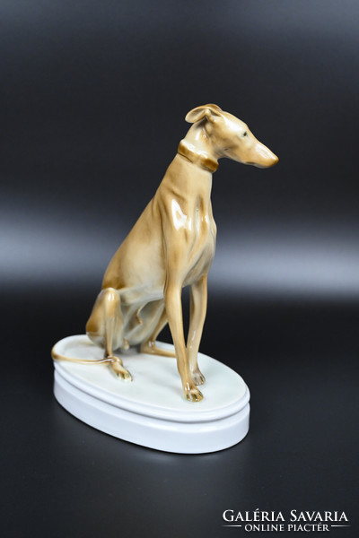 Zsolnay porcelain greyhound statue