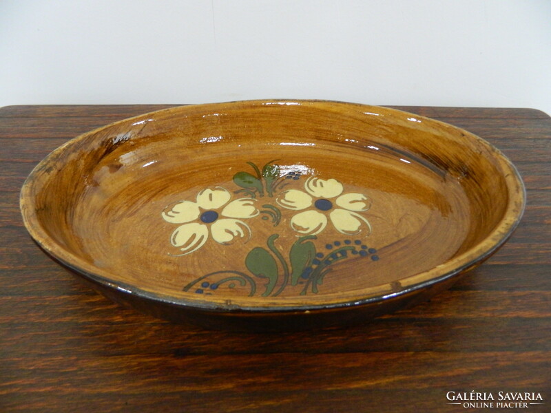 Antique floral ceramic serving bowl / centerpiece