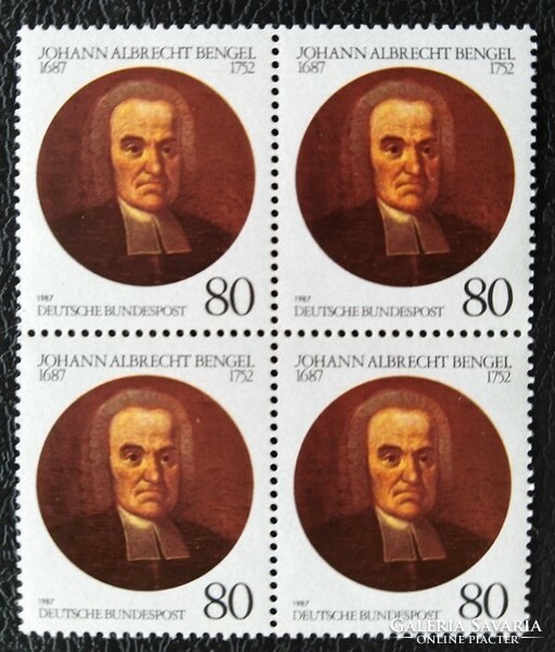 N1324n / Németország 1987 Johann Albrecht Bengel teológus bélyeg postatiszta négyestömb