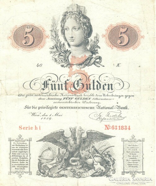 5 Gulden 1859 original keeping rare