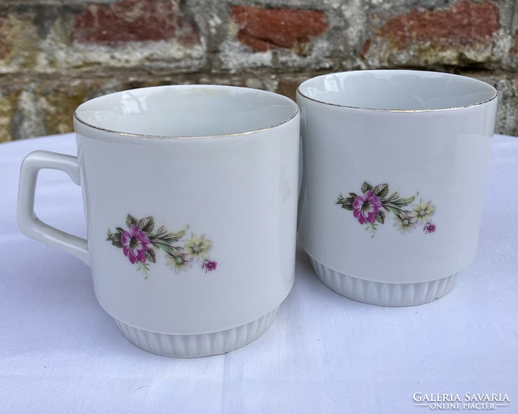 2 db Zsolnay lila virágos - Virágos szoknyás bögre - csupor - pohár - csésze