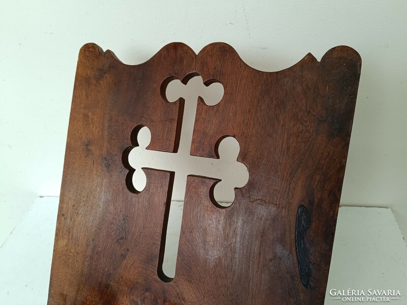 Antik patinás barokk keményfa keresztény kotta énekeskönyv biblia tartó hordozható állvány 742 8694