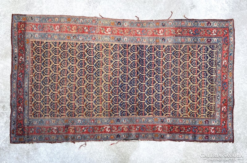 Antique oriental handwoven knotted carpet 200 x 110 cm