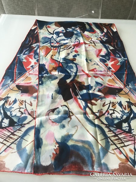 Silk scarf with an abstract painting pattern, 150 x 41 cm