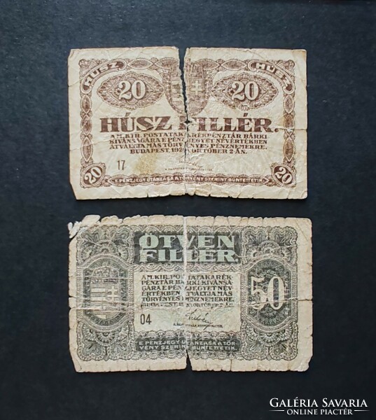 20 + 50 Filér 1920, vg