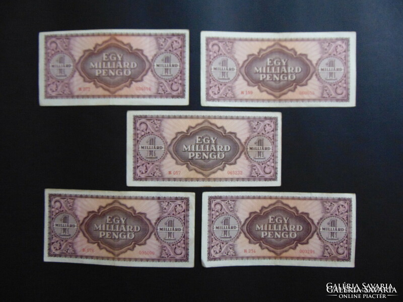 5 darab egymilliárd pengő bankjegy 1946 LOT !
