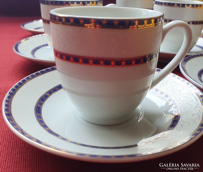 Elegáns porcelán kávéskészlet csésze csészealj tej tejszín kiöntő espresso rövid kávé eszpresszó