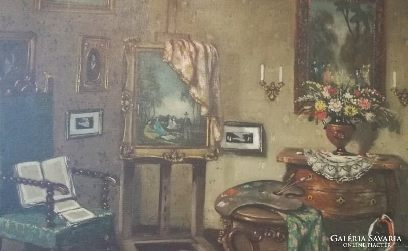 János Abátfalvi czene - interior - 60x80, oil, canvas.