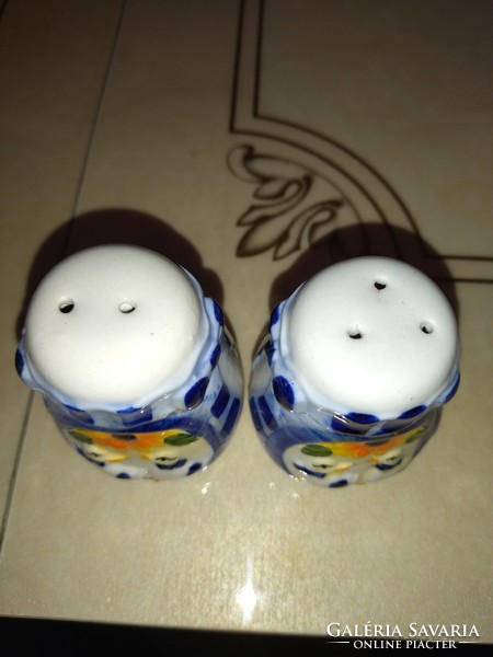 Beautiful duck flower patterned porcelain salt and pepper holder