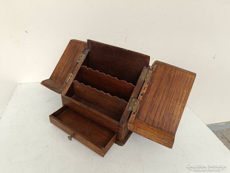Antique small furniture, hardwood table, letter, envelope holder, stamp storage drawer, 764 8702