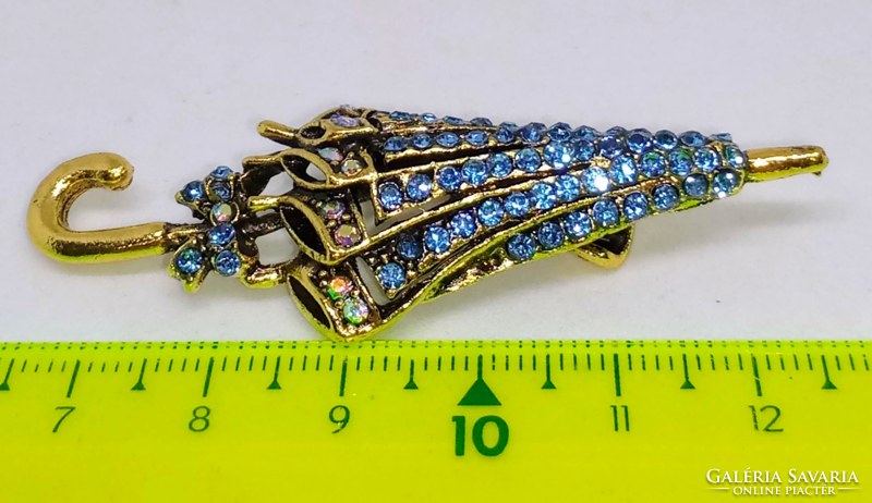 Blue crystal umbrella brooch 20