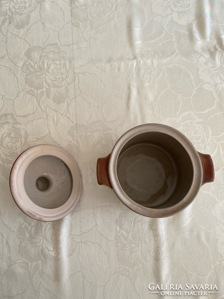 Small brown ceramic bowl, pot, footed