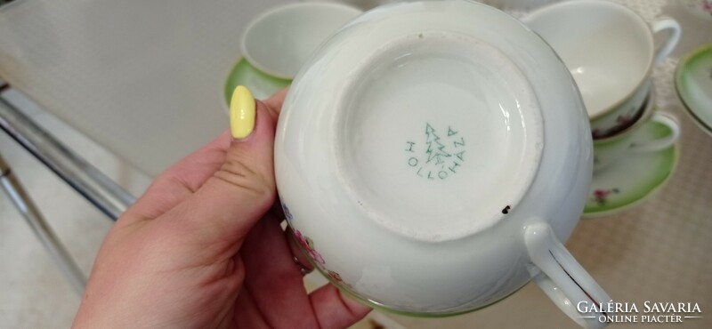Szép régi holloházi porcelán teás készlet