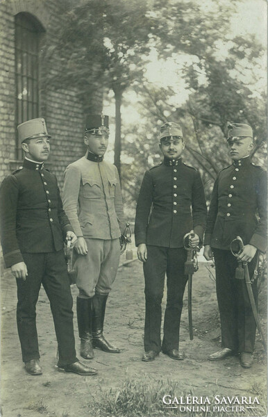 K.U.K. Military officers, group photo at their station. Postcard, photo sheet.