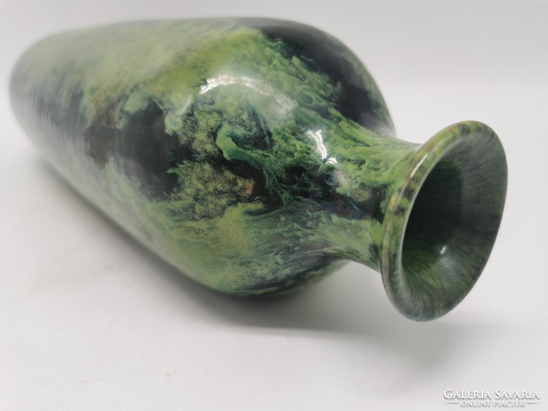 Retro váza, magyar iparművészeti kerámia, 37,5 cm, az alján jelzett