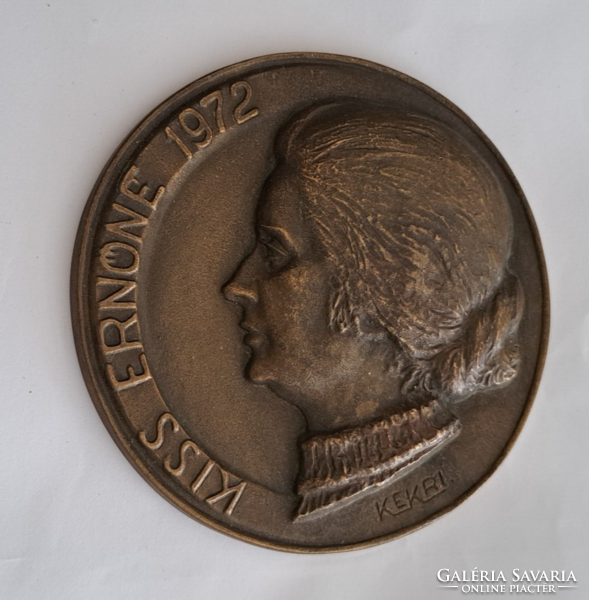 Ernőné Kiss 12 cm commemorative medal 39 dkg (n-7)