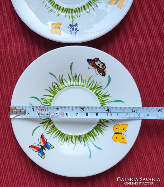 2db Fine Bone China porcelán csészealj tányér pillangó mintával