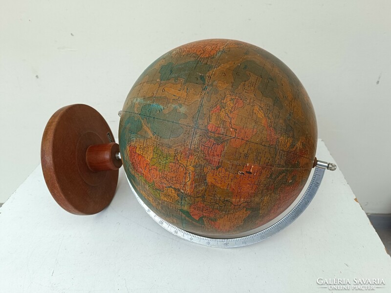 Antique tabletop large globe on wooden plinth 850 8754