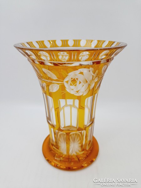 Haida polished art-deco überfang glass vase, 16.6 cm