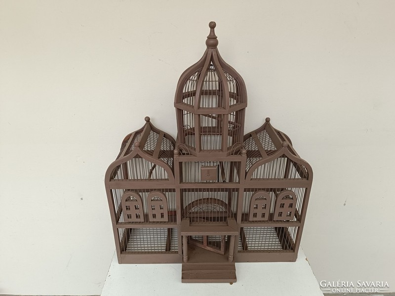 Antique wooden cage mid 20th century india muslim palace shaped birdhouse 8664