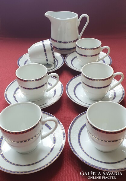 Elegáns porcelán kávéskészlet csésze csészealj tej tejszín kiöntő espresso rövid kávé eszpresszó