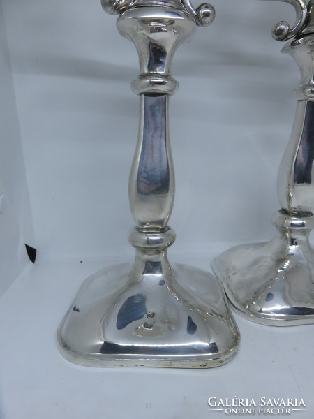 Viennese antique silver Biedermeier candelabra pair 1854