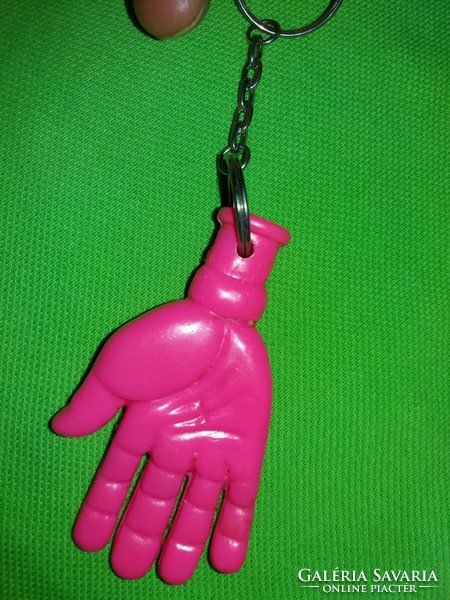 Retro traffic goods metal / plastic pink glove figure key ring as shown in the pictures