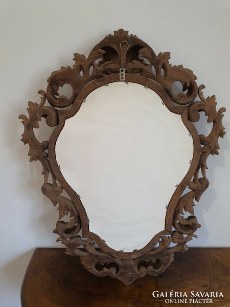 Viennese Baroque wooden frame with hand-polished faceted mirror. (Video!)